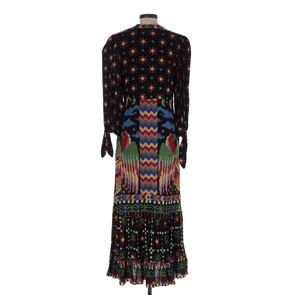 NWT Farm Rio Black Macaw Night Maxi Dress Multicolor V-Neck Size Small Boho - Picture 4 of 5